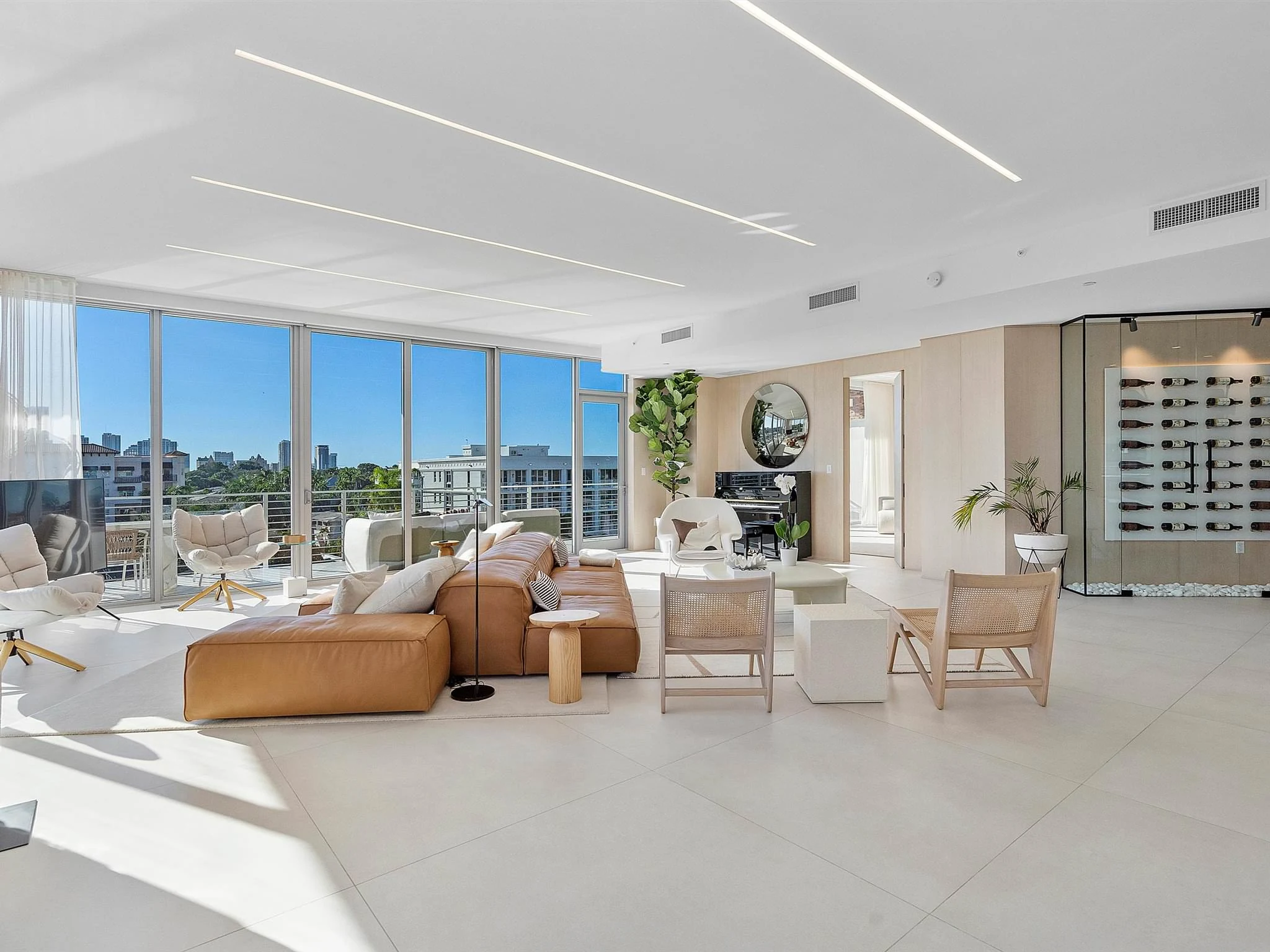 Living room in the Isle of Venice residence, designed by Luxe Design Studios